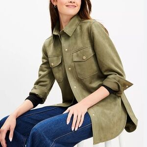 ☀️ NWT LOFT Faux Suede Utility Shirt Jacket